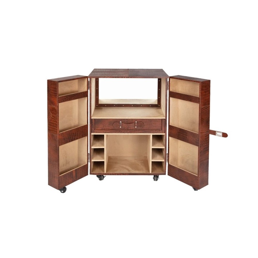 Bar Furniture Three Sixty | Front Open Bar In Genuine Leather, Tan