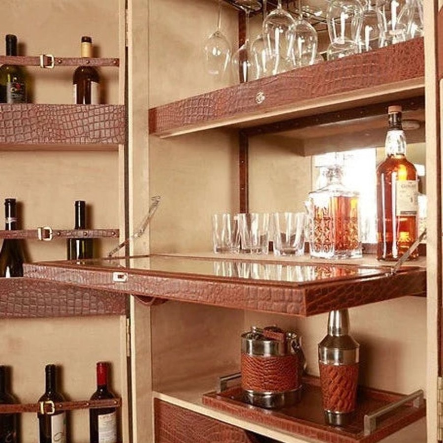 Bar Furniture Three Sixty | Artemis Tall Leather Bar, Brown