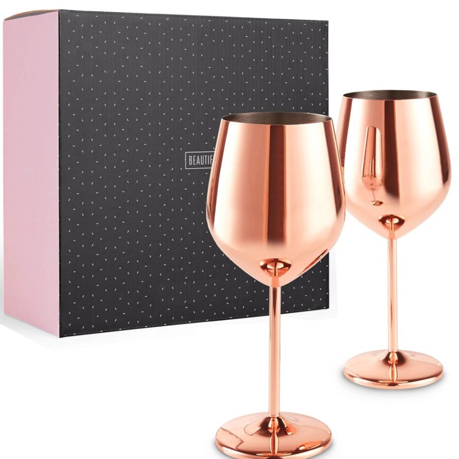 Glassware VonShef | Rose Gold Red Wine Glass, Set Of 2