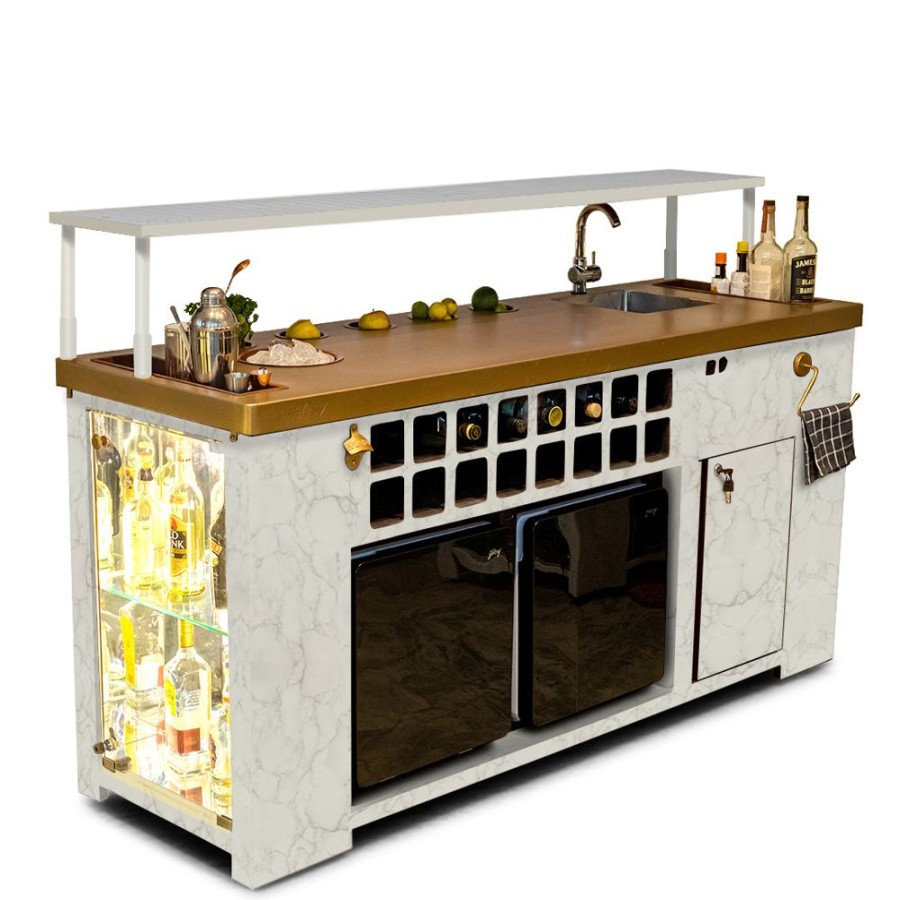 Bar Furniture Haus of Bars | Double Model X Home Bar, Satvario Marble Finish