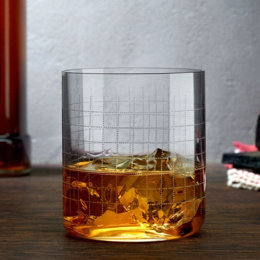 Glassware Nude | Finesse Grid Whisky Glass, Set Of 4