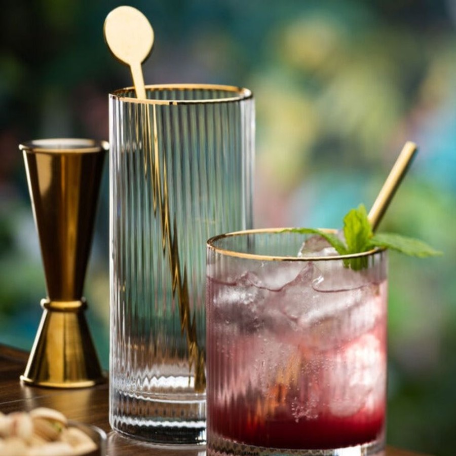 Glassware Utopia | Hayworth Highball Glass, Gold, Set Of 6