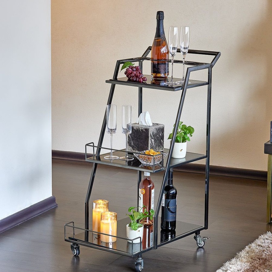 Bar Furniture GlasKart | Bar Trolley Tyra, Graphite