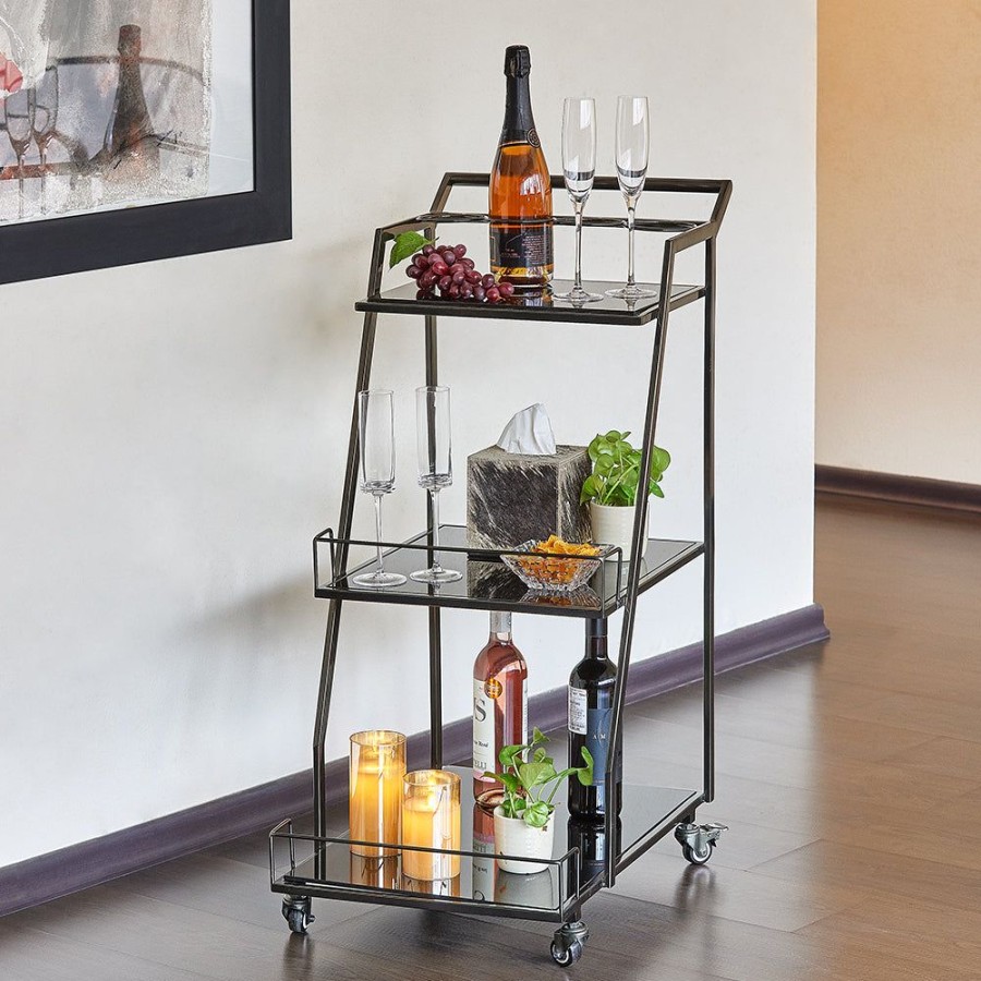 Bar Furniture GlasKart | Bar Trolley Tyra, Graphite