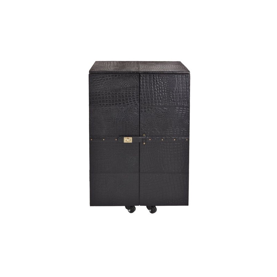 Bar Furniture Three Sixty | Front Open Bar In Genuine Leather, Black